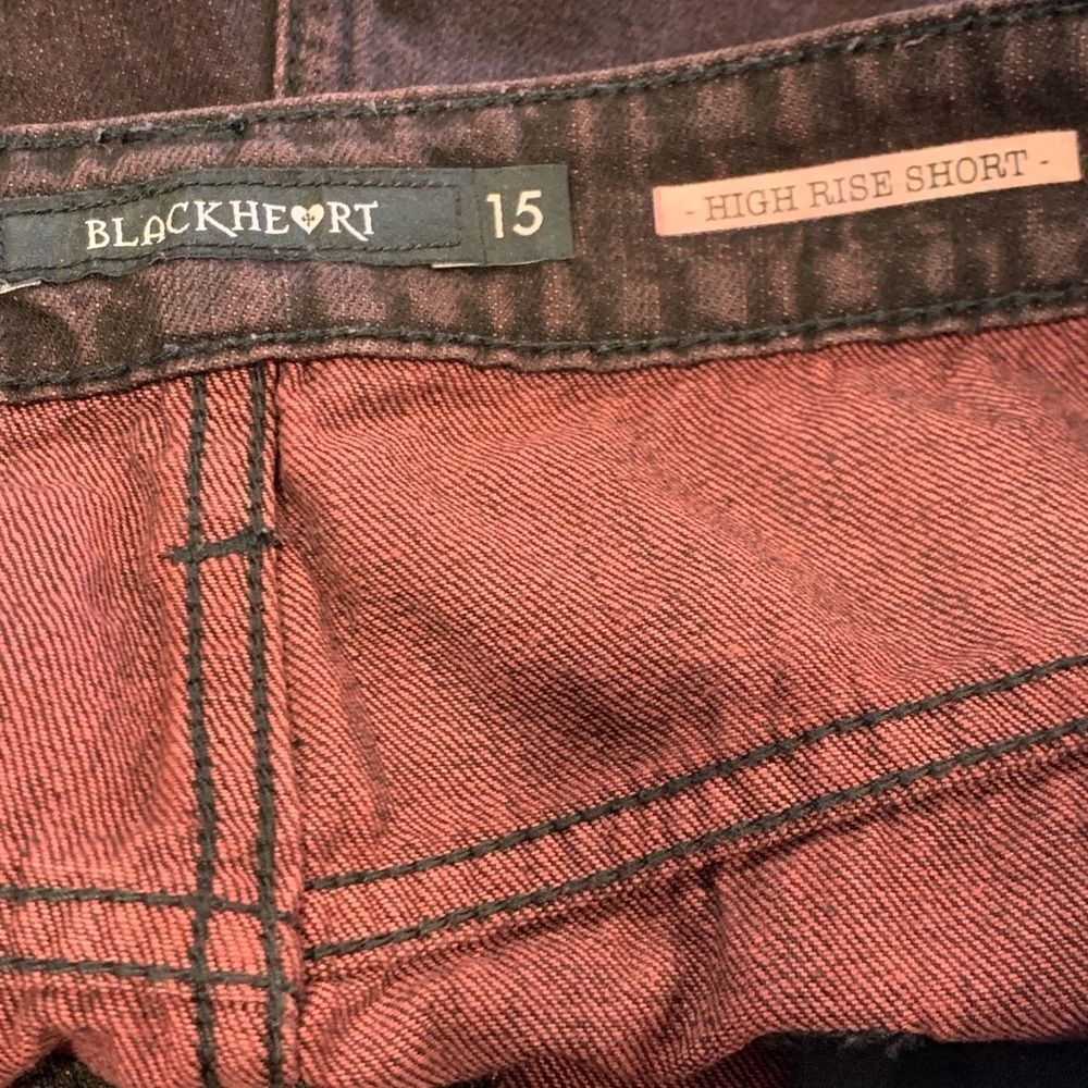 Blackheart Black Jean Shorts Distressed Frayed Hem - Picture 6 of 12